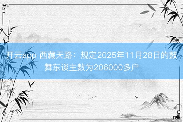 开云app 西藏天路：规定2025年11月28日的鼓舞东谈主数为206000多户