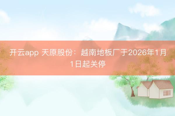 开云app 天原股份：越南地板厂于2026年1月1日起关停