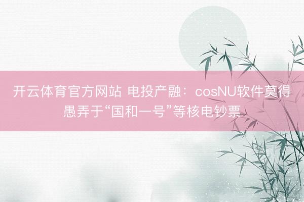 开云体育官方网站 电投产融：cosNU软件莫得愚弄于“国和一号”等核电钞票