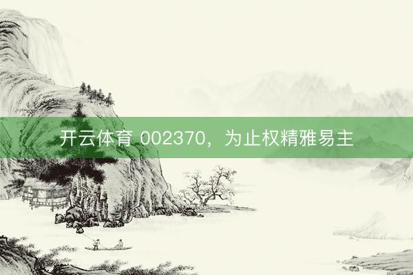 开云体育 002370,为止权精雅易主