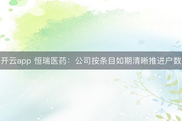 开云app 恒瑞医药：公司按条目如期清晰推进户数