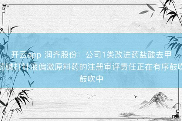 开云app 润齐股份:公司1类改进药盐酸去甲乌药碱打针液偏激原料药的注册审评责任正在有序鼓吹中