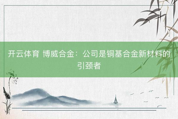 开云体育 博威合金：公司是铜基合金新材料的引颈者