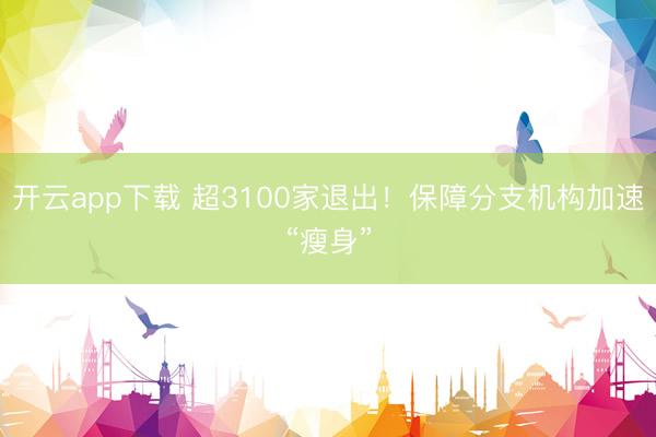 开云app下载 超3100家退出！保障分支机构加速“瘦身”