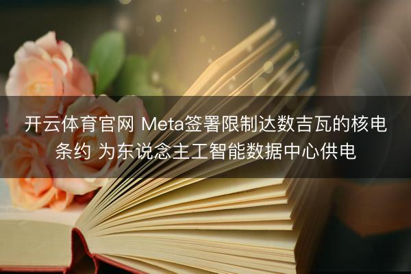 开云体育官网 Meta签署限制达数吉瓦的核电条约 为东说念主工智能数据中心供电