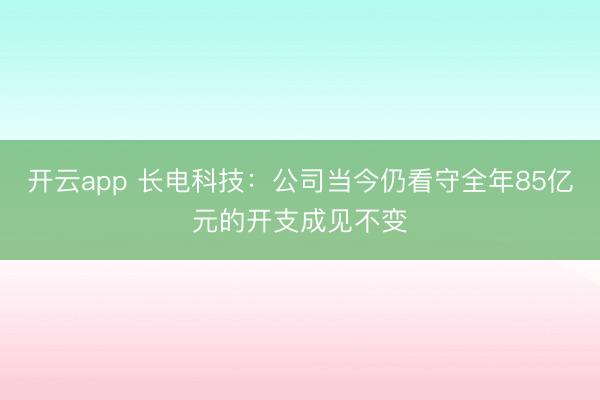 开云app 长电科技:公司当今仍看守全年85亿元的开支成见不变