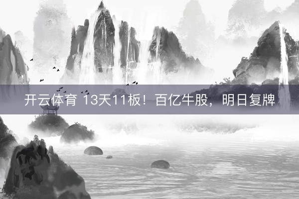 开云体育 13天11板！百亿牛股，明日复牌