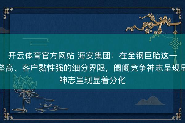 开云体育官方网站 海安集团：在全钢巨胎这一时刻壁垒高、客户黏性强的细分界限，阛阓竞争神志呈现显着分化