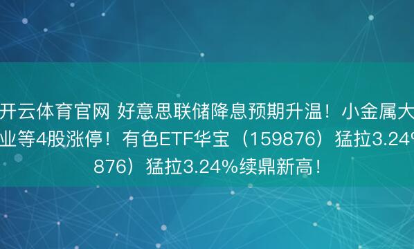 开云体育官网 好意思联储降息预期升温！小金属大涨，厦门钨业等4股涨停！有色ETF华宝（159876）猛拉3.24%续鼎新高！