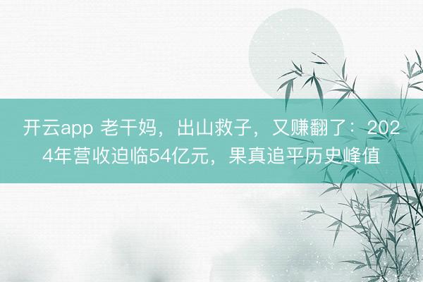 开云app 老干妈，出山救子，又赚翻了：2024年营收迫临54亿元，果真追平历史峰值