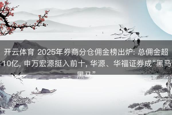 开云体育 2025年券商分仓佣金榜出炉: 总佣金超110亿， 申万宏源挺入前十， 华源、华福证券成“黑马”