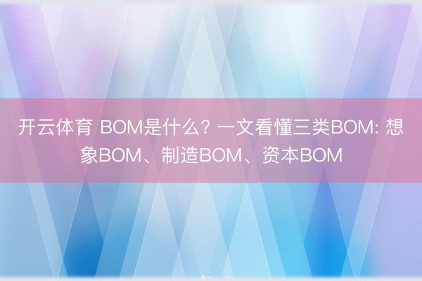 开云体育 BOM是什么? 一文看懂三类BOM: 想象BOM、制造BOM、资本BOM