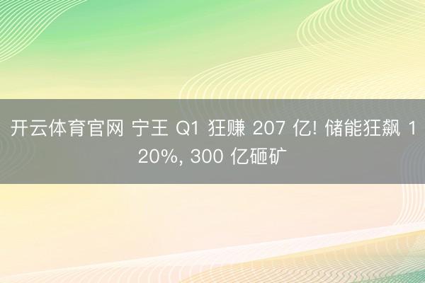 开云体育官网 宁王 Q1 狂赚 207 亿! 储能狂飙 120%， 300 亿砸矿