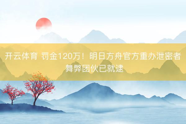 开云体育 罚金120万！明日方舟官方重办泄密者 舞弊团伙已就逮