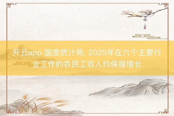 开云app 国度统计局: 2025年在六个主要行业工作的农民工收入均保握增长