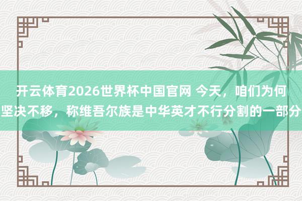 开云体育2026世界杯中国官网 今天，咱们为何坚决不移，称维吾尔族是中华英才不行分割的一部分