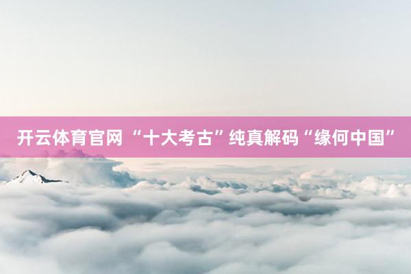 开云体育官网 “十大考古”纯真解码“缘何中国”