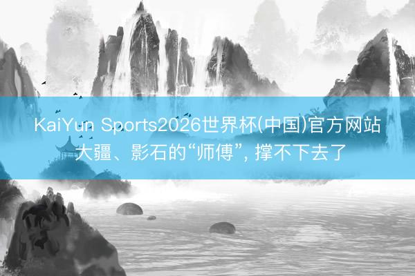 KaiYun Sports2026世界杯(中国)官方网站 大疆、影石的“师傅”， 撑不下去了