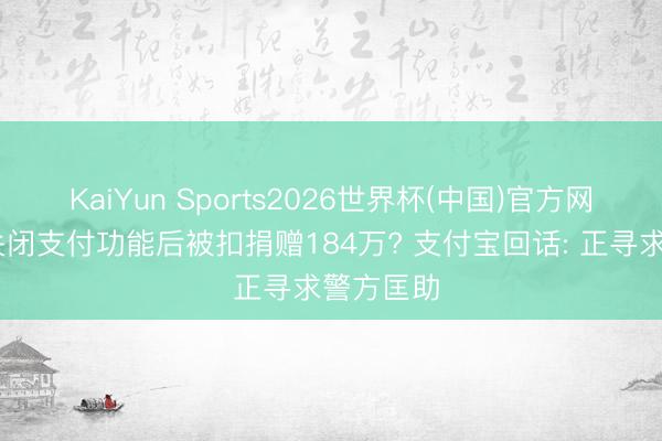KaiYun Sports2026世界杯(中国)官方网站 用户关闭支付功能后被扣捐赠184万? 支付宝回话: 正寻求警方匡助