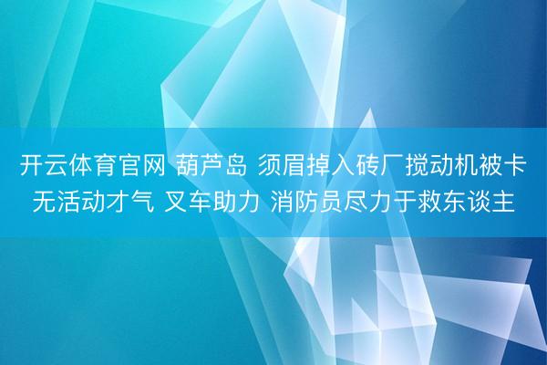 开云体育官网 葫芦岛 须眉掉入砖厂搅动机被卡无活动才气 叉车助力 消防员尽力于救东谈主