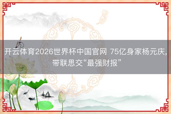 开云体育2026世界杯中国官网 75亿身家杨元庆, 带联思交“最强财报”