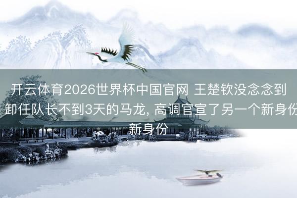 开云体育2026世界杯中国官网 王楚钦没念念到, 卸任队长不到3天的马龙, 高调官宣了另一个新身份